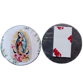 PLACA AUTO 33MM C/ADHESIVO VIRGEN DE GUADALUPE