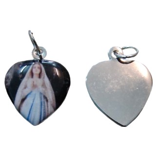 Medalla corazón color simple 19mm Lourdes