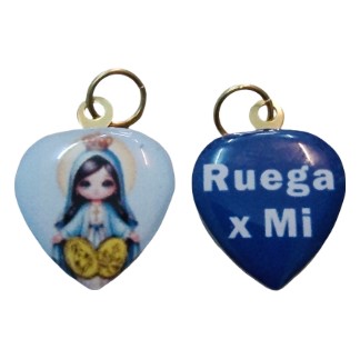 Medalla corazón color doble 19mm Medalla Milagrosa infantil