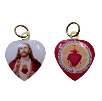 Medalla corazón color doble 19mm Detente con Corazón de Jesús