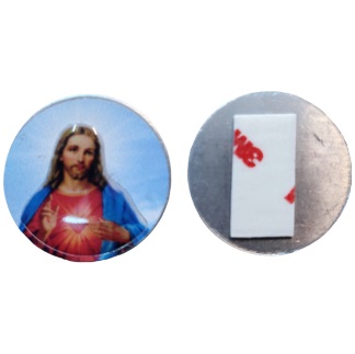 PLACA AUTO 33MM C/ADHESIVO CORAZÓN DE JESÚS
