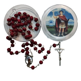 Rosario madera perfumada con caja San Expedito
