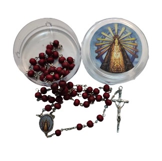 Rosario madera perfumada con caja Virgen de Luján