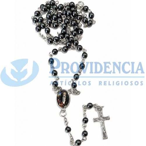 Rosario hematite 4mm Virgen de Lourdes