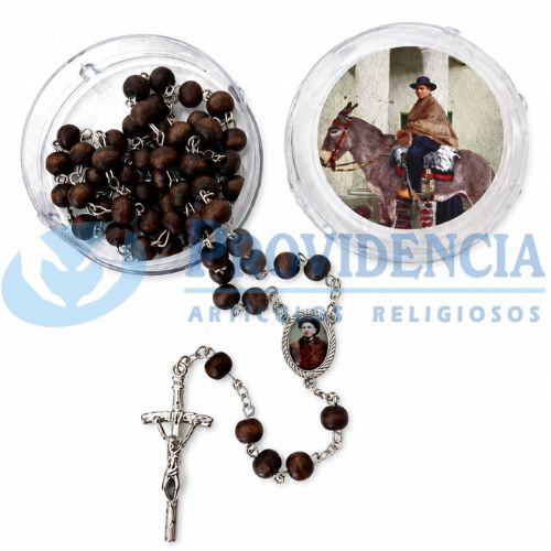 Rosario madera perfumada con caja Cura Brochero