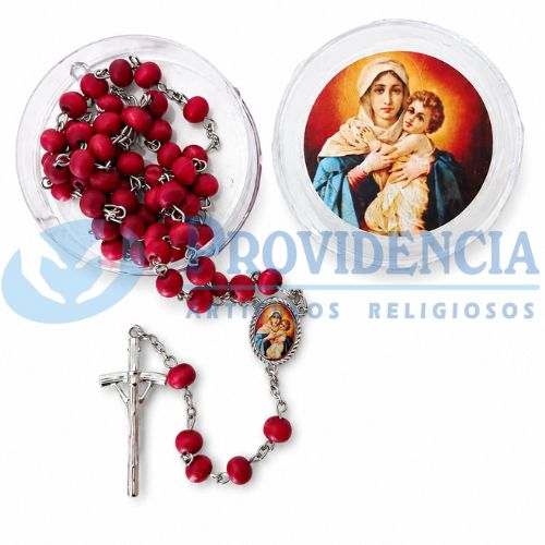 Rosario madera perfumada con caja Virgen de Schoenstatt