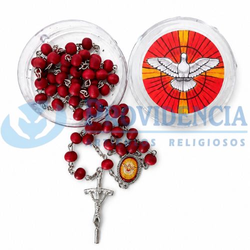Rosario madera perfumada con caja Espiritu Santo