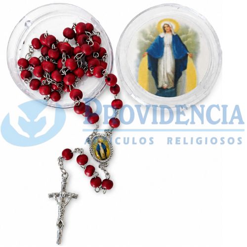 Rosario madera perfumada con caja Medalla Milagrosa