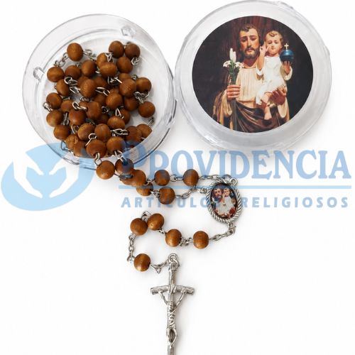 Rosario madera perfumada con caja San José