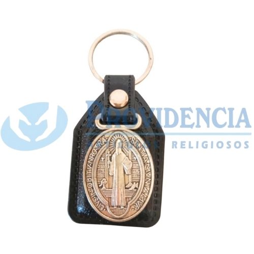 LLAVERO CUERO SAN BENITO MEDALLA METAL