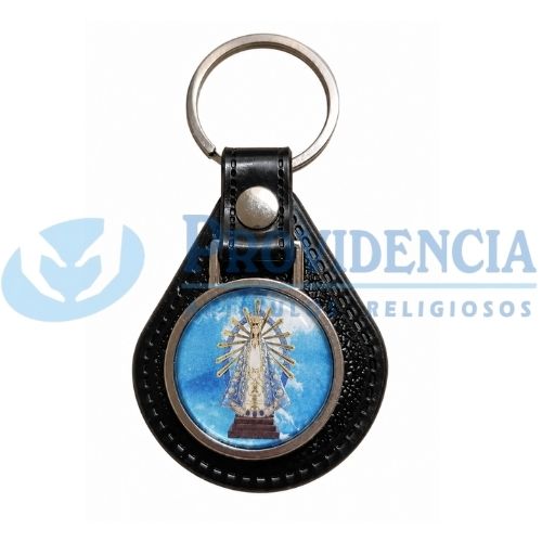 LLAVERO CUERO CON MEDALLA COLOR VIRGEN DE LUJAN