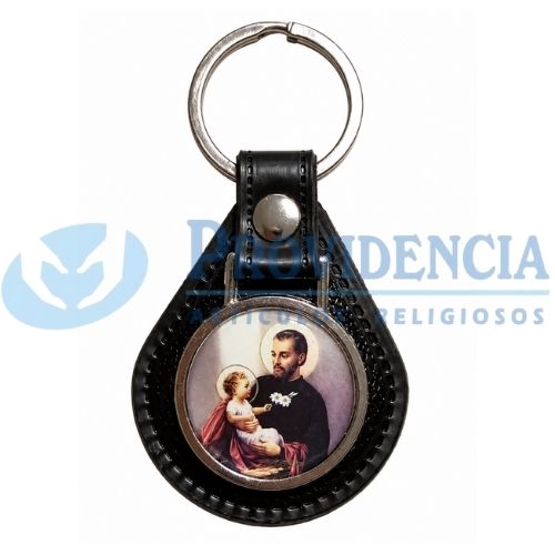 LLAVERO CUERO CON MEDALLA COLOR SAN CAYETANO